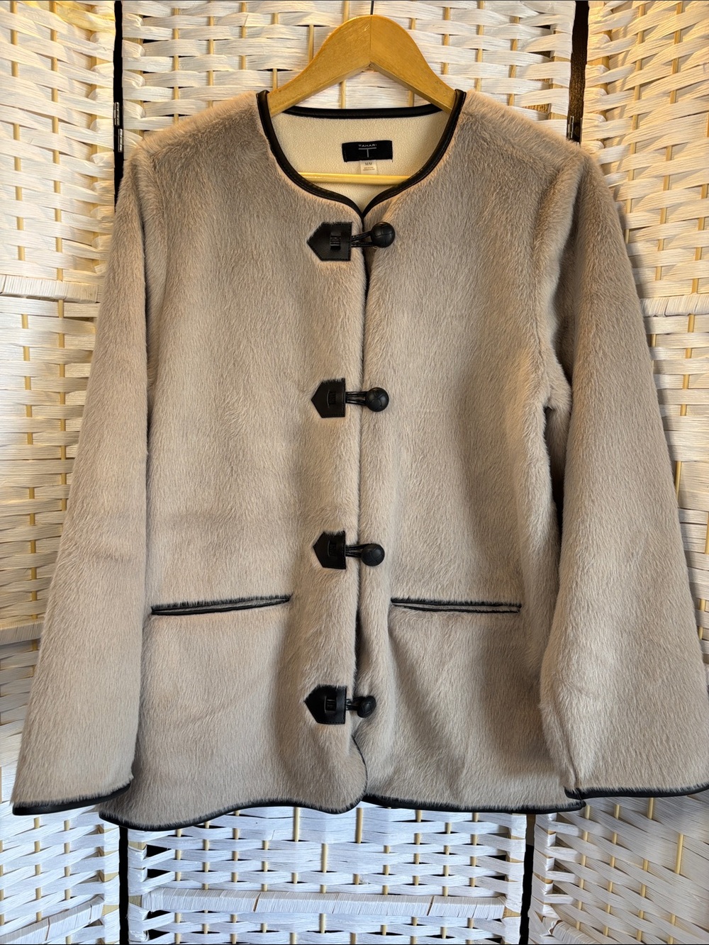 T Tahari Taupe Teddy Jacket